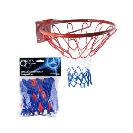 Купить Сетка баскетбольная Torres, нить 4 мм, бело-сине-красная в Гаврилове-Яме 
