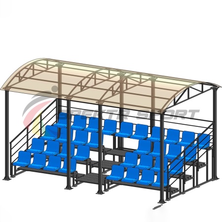 Купить Трибуна для зрителей 4 ряда на 34 места с навесом и перилами в Гаврилове-Яме 